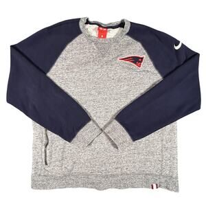 New England Patriots Sweater Mens Large Gray Blue NFL Football Pullover Nike